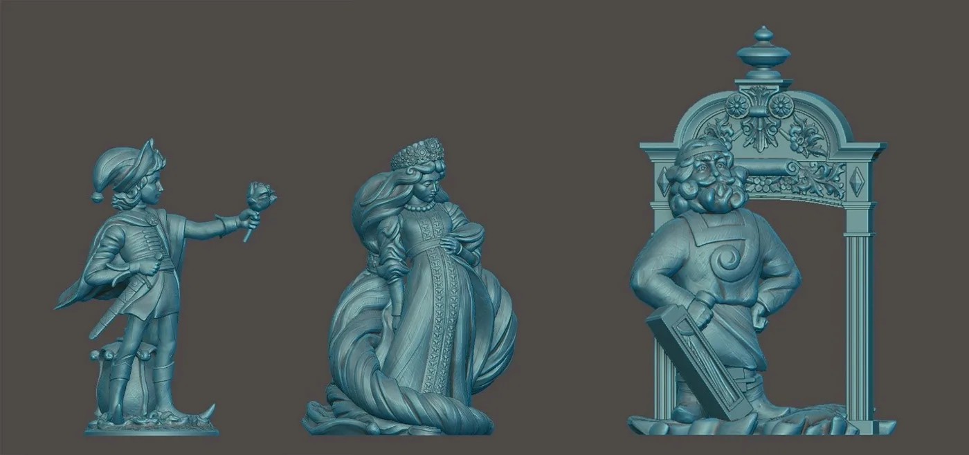 3D-модели фигур, подготовленные в ZBrush