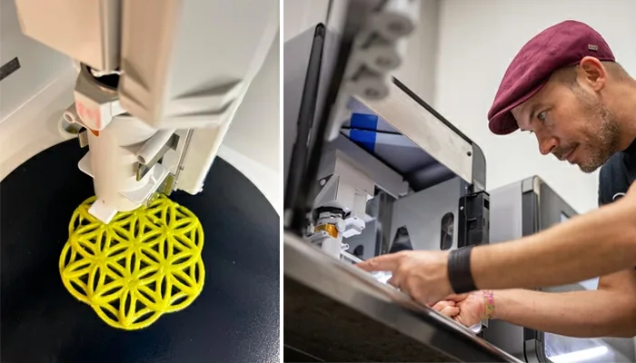 Процесс 3D-печати продуктов питания крупным планом