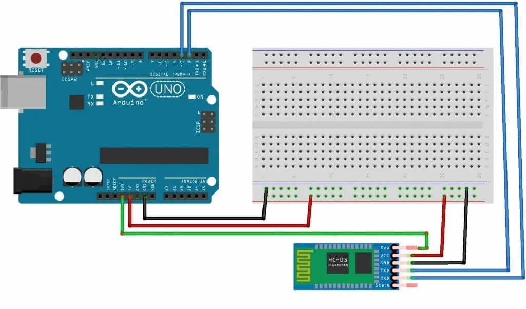 Схема подключения HC-05 к Arduino