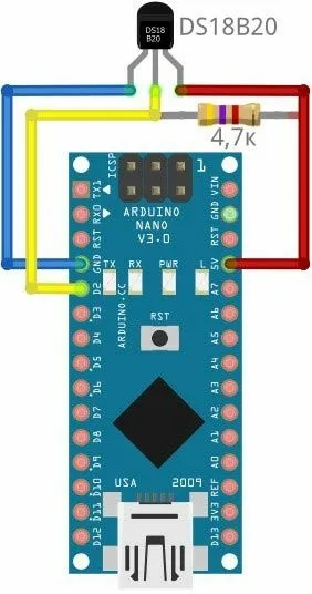 Прямое подключение одного DS18B20 к Arduino Nano