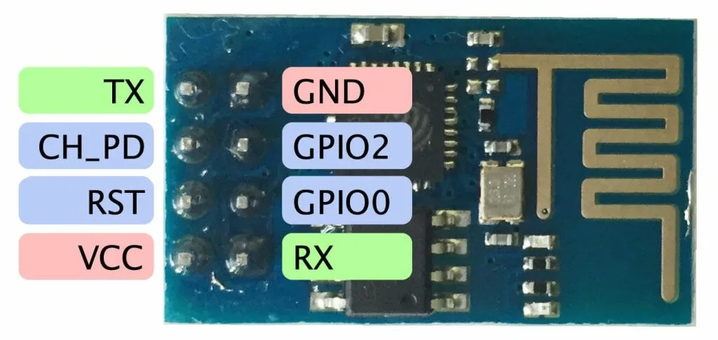 Назначение контактов модуля ESP-01