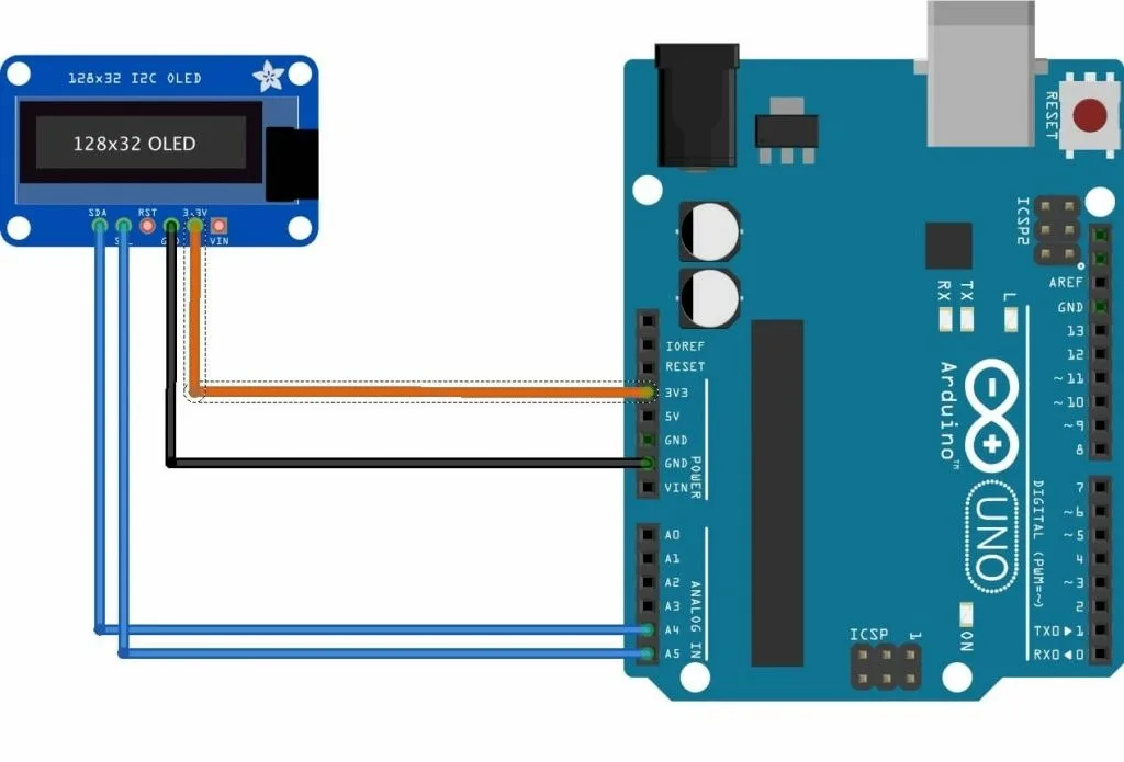 Схема подключения OLED-дисплея к Arduino