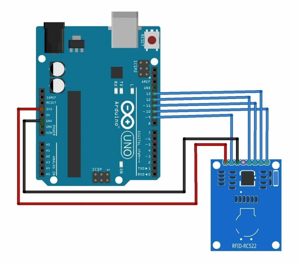 Схема подключения RC522 к Arduino Uno