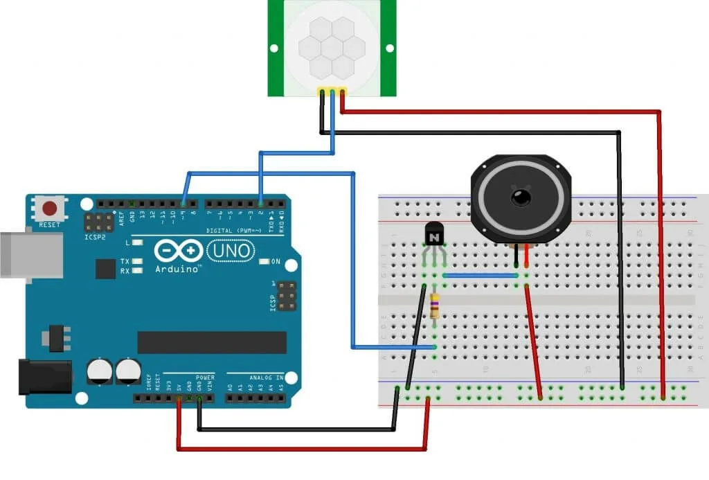 Схема подключения HC-SR501 к плате Arduino