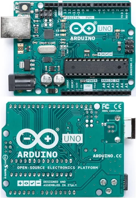 Плата Arduino Uno с двух сторон