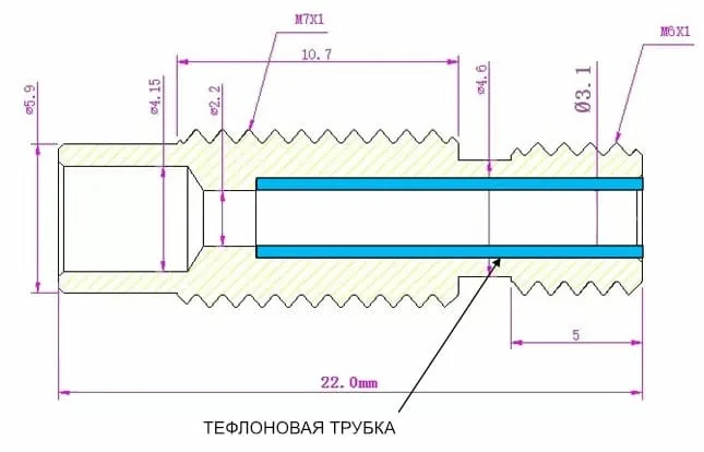 Термобарьер с тефлоновой трубкой внутри