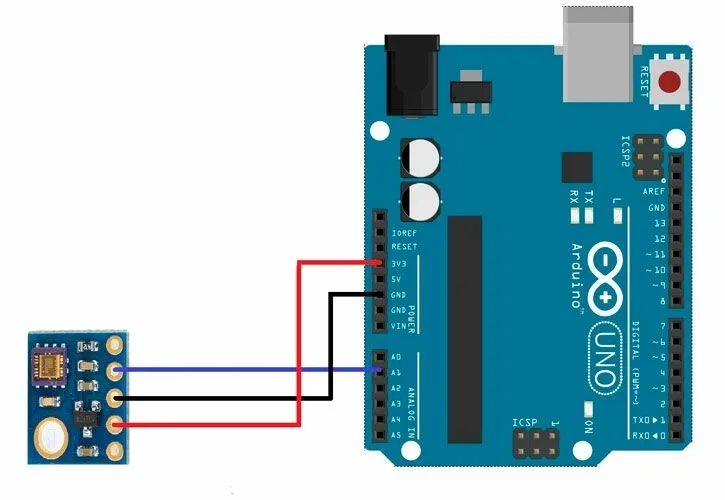Подключение датчика GYML8511 к плате Arduino