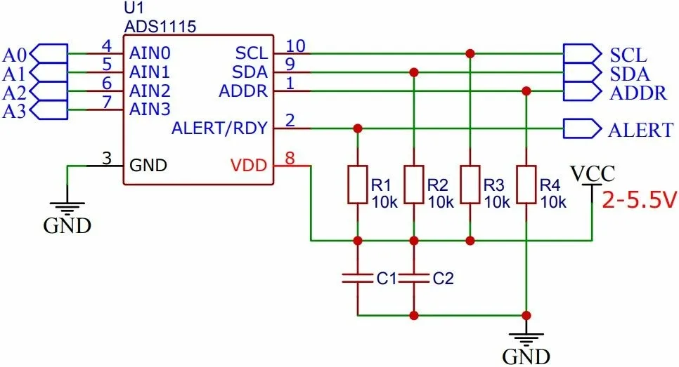 Электрическая схема модуля ADS1115
