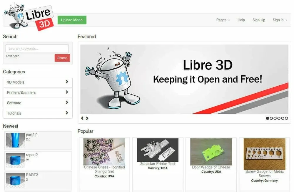 Сайт с моделями для печати Libre3d