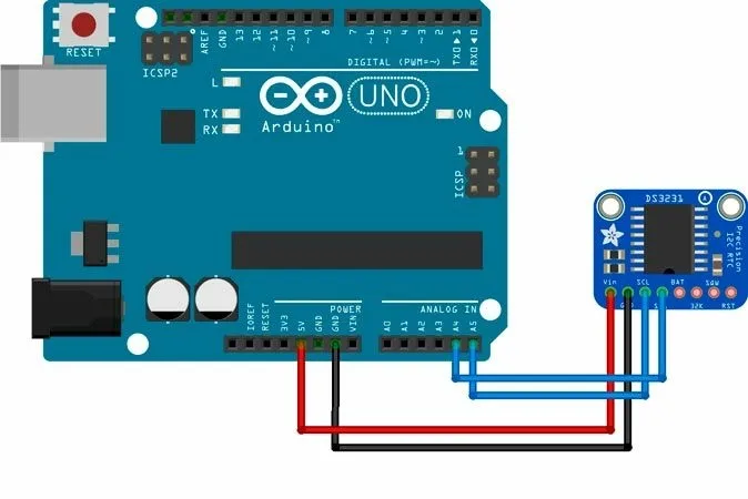 Схема подключения DS3231 к Arduino