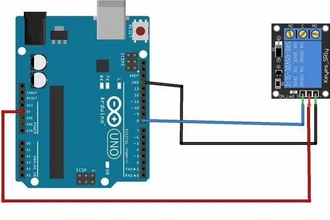 Схема подключения релейного модуля к Arduino