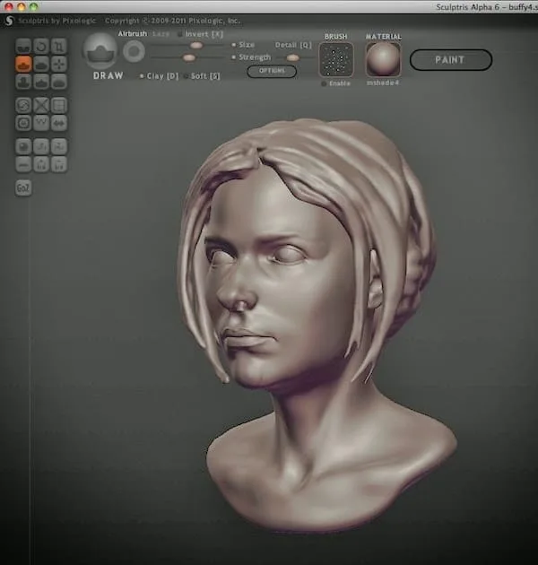 Модель головы, вылепленная в Sculptris