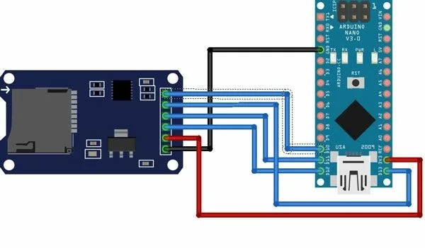 Схема подключения модуля SD-карты к Arduino