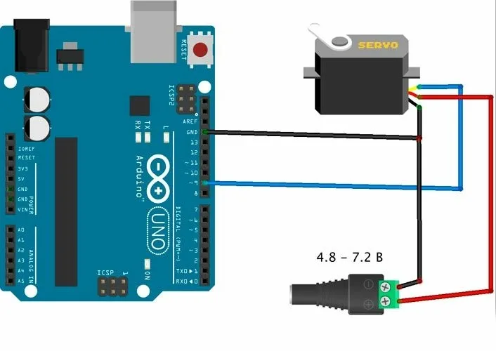 Схема подключения сервопривода MG995 к Arduino