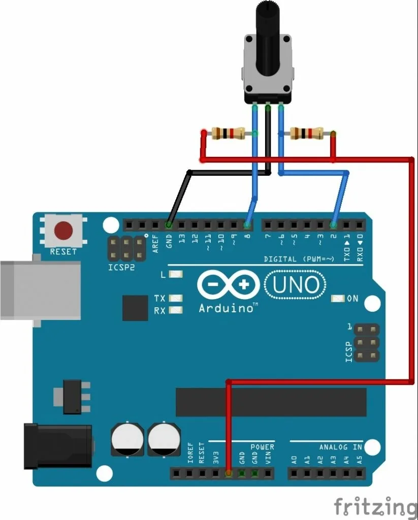 Схема подключения энкодера к Arduino