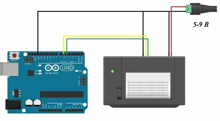 Схема подключения термопринтера к Arduino